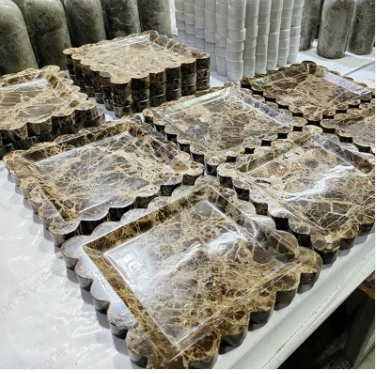 Scalloped Emperador Dark Marble Tray factory