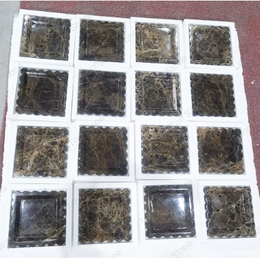 Scalloped Emperador Dark Marble Tray suppliers